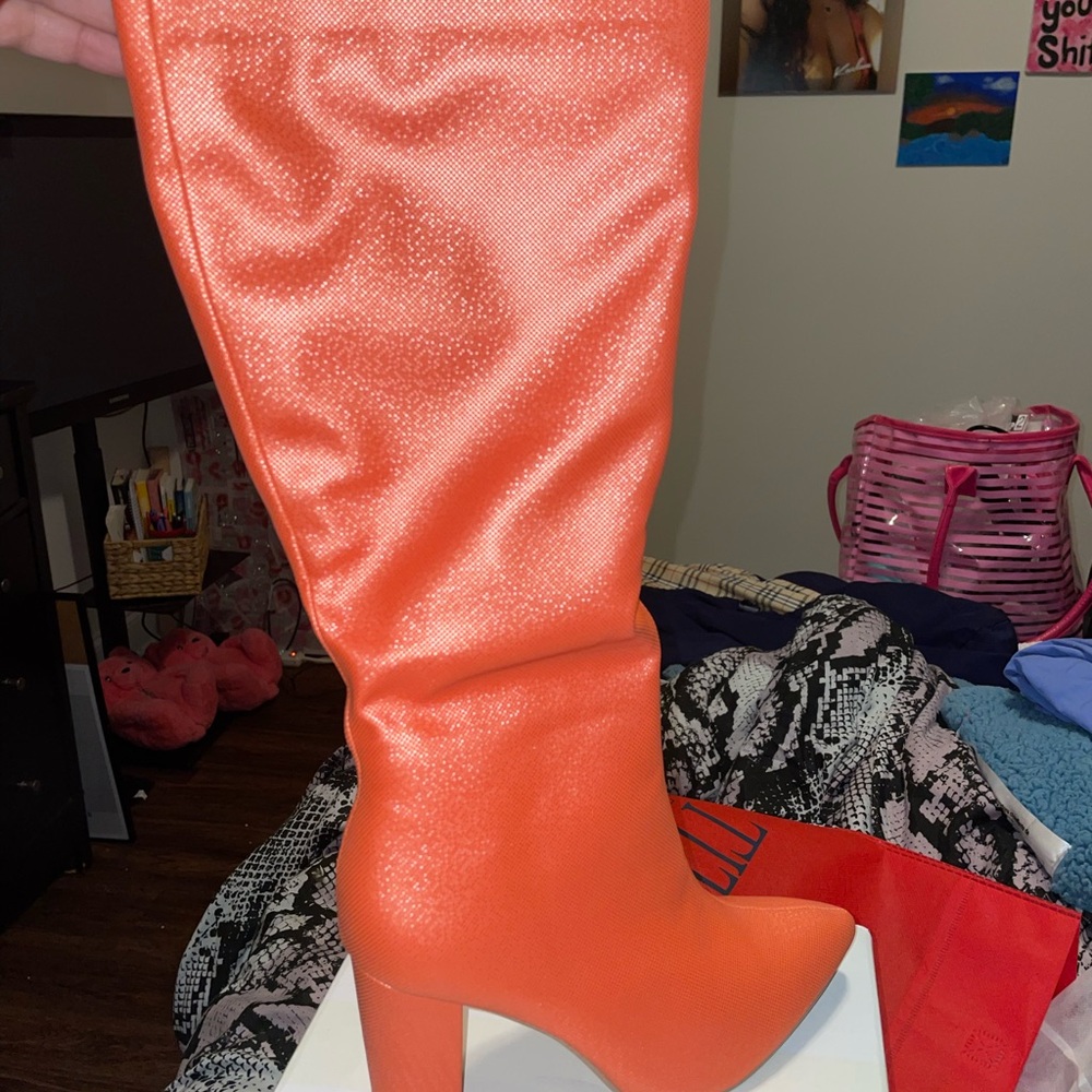 Orange Knee-High Women's Boots